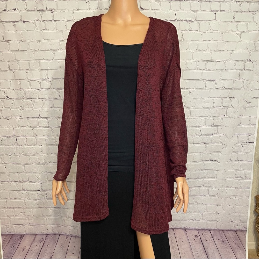 H & M Light maroon draped open front sweater size small boho
